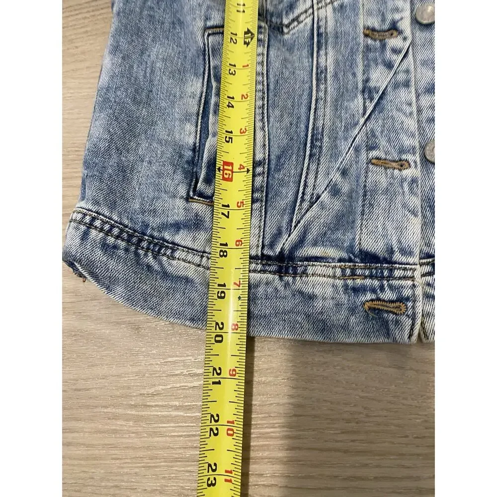 Free People Rumors Denim‎ Jacket Womens XS Light Indigo Boho Preppy Streetwear